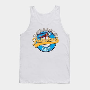 Travel explore fabulous Rhodes logo Tank Top